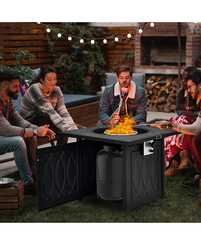 Givimo 32 Inch Propane Fire Pit Table Square Tabletop with Lava Rocks Cover 50000 Btu