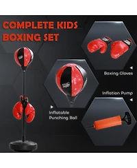 Qaba Punching Bag for Kids w/ Sd & Boxing Gloves, Height Adjustable
