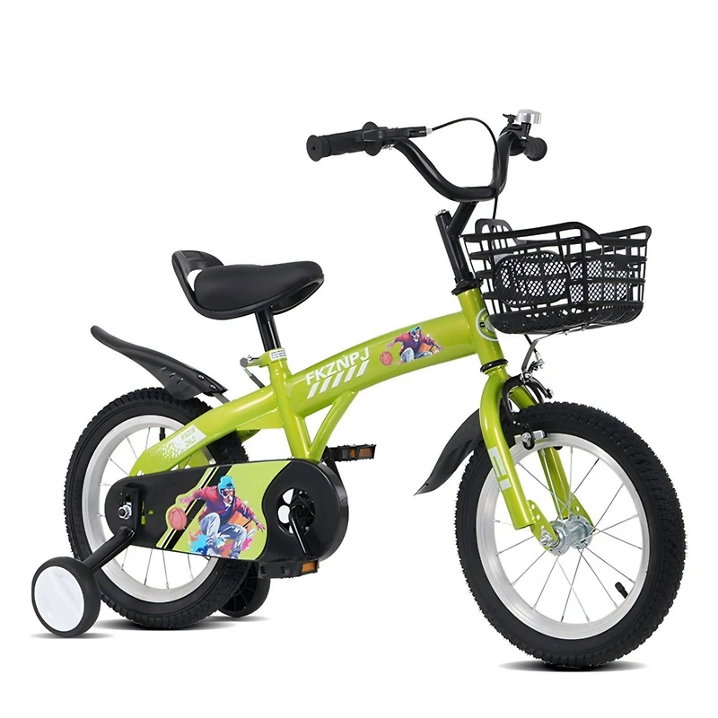 18 inch sporty kids bike with training wheels and stand Adjustable saddle Suitable for aged 5-10 years tall Height 39-49 inches