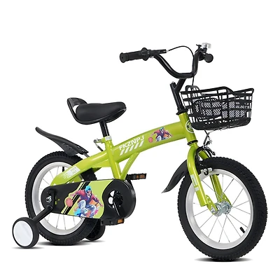 18 inch sporty kids bike with training wheels and stand Adjustable saddle Suitable for aged 5-10 years tall Height 39-49 inches