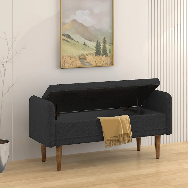 Streamdale Teddy Velvet Storage Stool with Storage