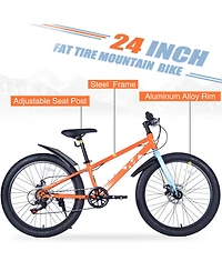 Streamdale Boys'/Girls' 24" Fat Tire Mountain Bike, 7-Speed
