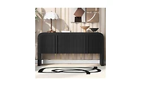 Slickblue Striped Storage Cabinet with 4 Doors , Adjustable, Suitable for Study,Entrance and Living Room