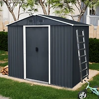 Streamdale 8ft x 4ft Metal Storage Shed with Sliding Door (Black/White)