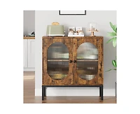 gaomon Buffet Cabinet, Rattan Storage Cabinet with Doors and Shelves, Accent Cabinet Sideboard, Wood Console Cabinet with Storage Entryway Cabinet for