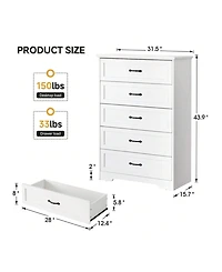 Modern 5 Drawers Dresser, Chest Of Drawers Closet Organizers And Storage Clothes, Modern Dressers For Closet Living Room, Kids Bedroom (5 Drawers Dres