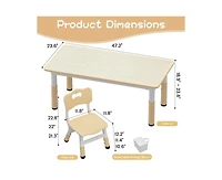 gaomon Kids Table and 6 Chair Set with Storage Box, Height Adjustable Toddler Table and Chairs Set for Ages 2-10, Graffiti Desktop, Non-Slip Legs