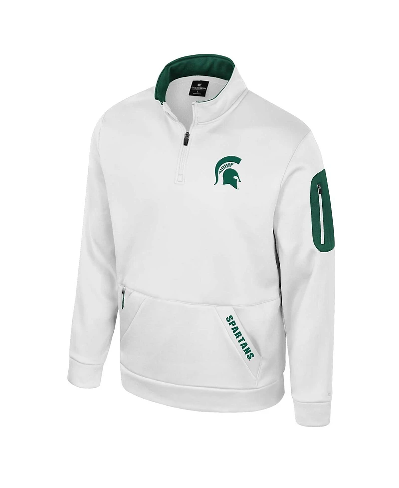 Colosseum Men's White Michigan State Spartans Mainframe Quarter-Zip Fleece Jacket