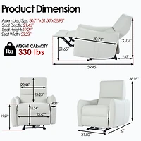 Streamdale Compact Power Recliner for Small Spaces (Light Gray)