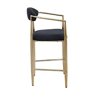 Streamdale Furniture Modern Boucle Bar Stools Set of 2 Modern Upholstered Bar Height Barstools Vintage High Island Chairs with Metal Frame/Back/Arms f