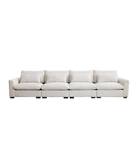Streamdale Furniture 4 Seater Deep Seat Couches for Living Room, Comfy Beige Corduroy Sofas for Living Room Modern with 4 Waist Pillows