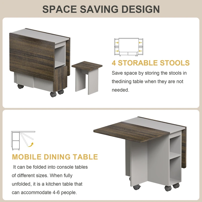Streamdale 5-Piece Extendable Dining Table Set with Storage