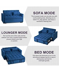 Streamdale Furniture 3 in 1 Convertible Sleeper Sofa Bed, Modern Pull Out Couch Bed, Adjustable Backrest, Velvet Loveseat Futon Sofa with Pillows & Po