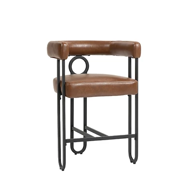 Streamdale Furniture Bar Stools Set of 1, Modern Bar Stool with Back, Black Metal Frames, Upholstered Bar Stools for Kitchen Island, Pub, Club (Light