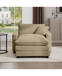 Streamdale Furniture Comfortable Single Chair Deep Seat Sofa With Footstool With One Pillow, Suitable for Living Room and Bedroom, Club Multiple Occas