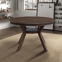 Streamdale Dark Brown Mid-Century Round Dining Set (50chars)