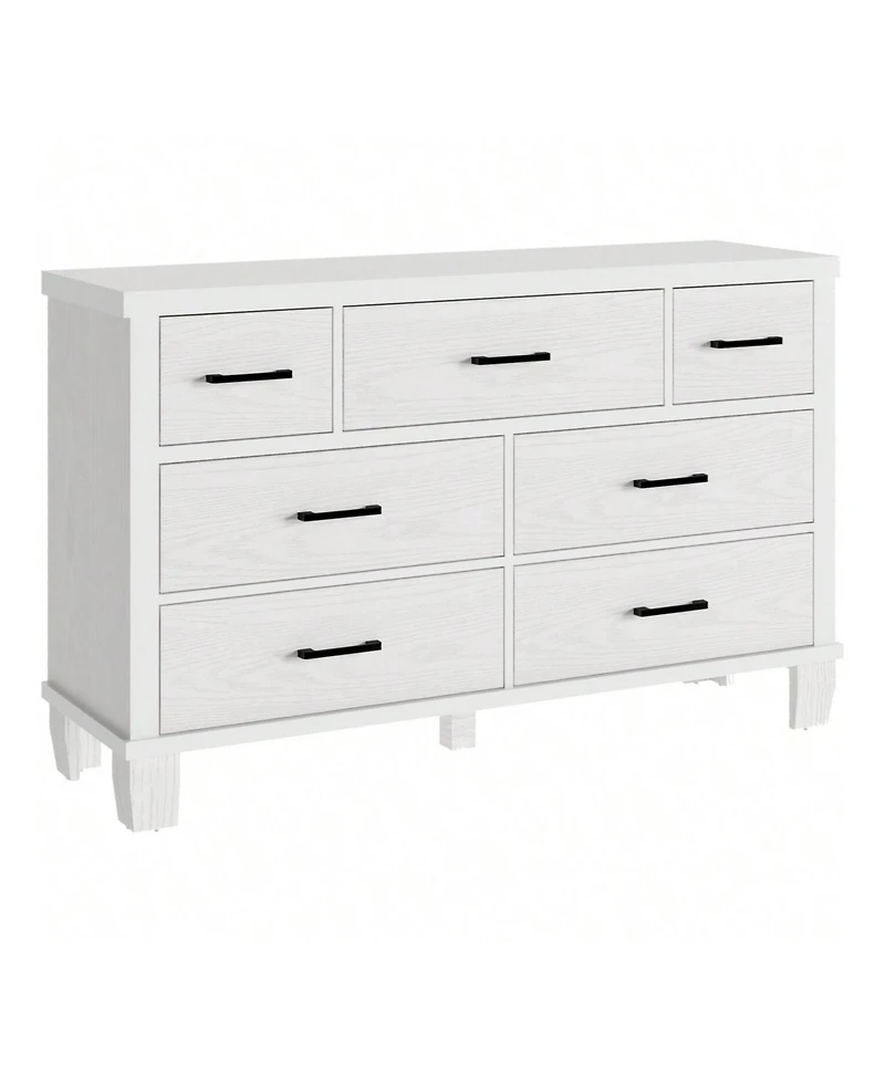 Vintage Dresser For Bedroom With 7 Drawers, Vintage Design Wood Drawer Dresser Chest Of Drawers For Closet, Living Room, Hallway, Nursery, Kids Bedroo