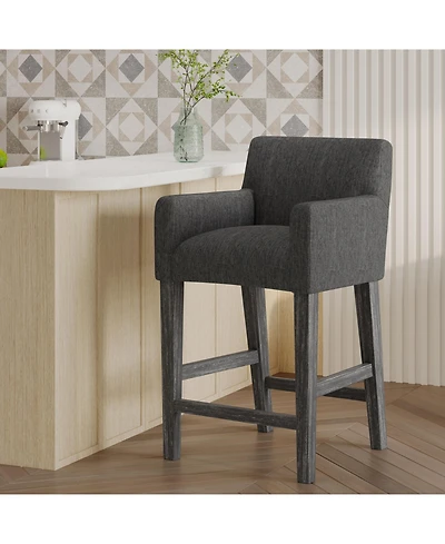 26'' Upholstered Counter Height Stool with Wood Legs, 1-Pack for Kitchen or Home Bar -The Pop