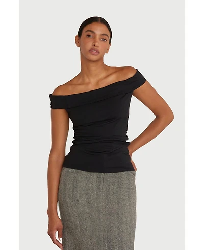 Crescent Women's Emberly Textured Satin Cowl Neck Top