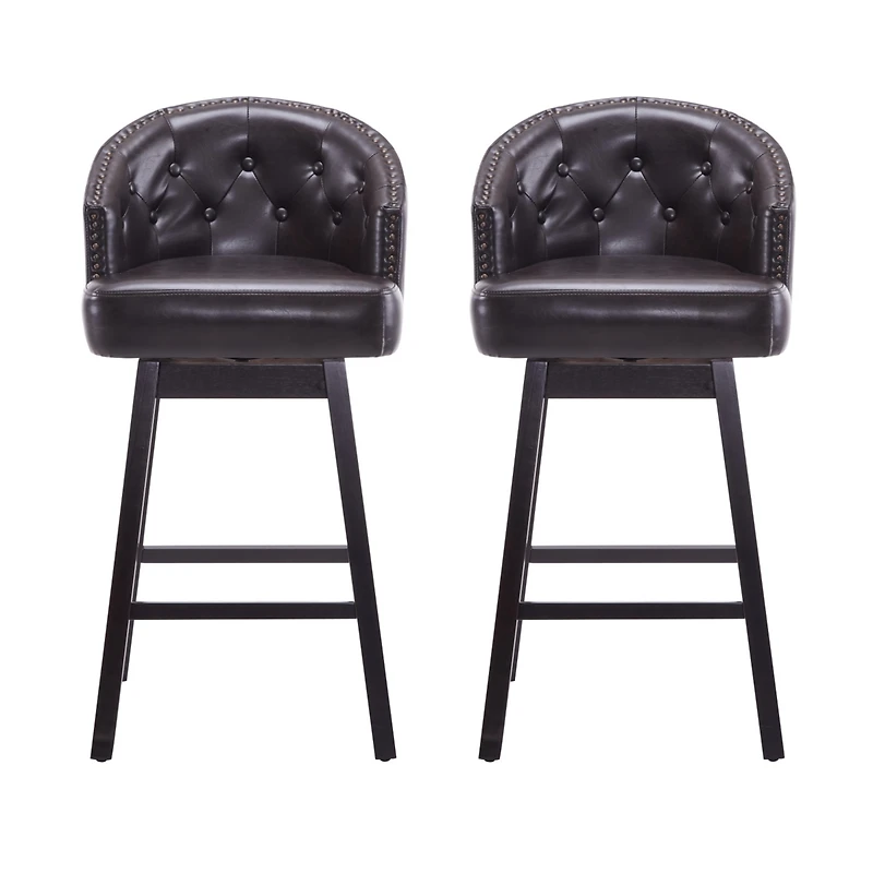 Streamdale Furniture 33.25" Swivel Counter Stools Set of 2, Upholstered Counter Height Bar Stools with Solid Rubber Wood Frame, Backrest, Footres
