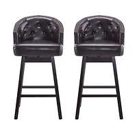 Streamdale Furniture 33.25" Swivel Counter Stools Set of 2, Upholstered Counter Height Bar Stools with Solid Rubber Wood Frame, Backrest, Footres
