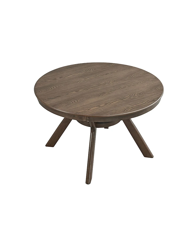 47.24''Round Rubber Wood Dining Table for 4-6 with Wooden Trestle Pedestal Base,Modern Kitchen Wooden Table Dinner Table for Dining Room, Living Room,