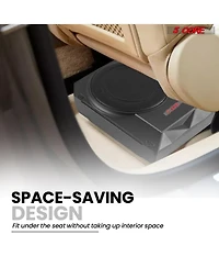 5 Core 10 inch Slim Under Seat Car Audio Subwoofer 800W Active Powered Under-Seat Built in Amplifier Truck Sub Woofer in Enclosure Box + Wiring Kit &
