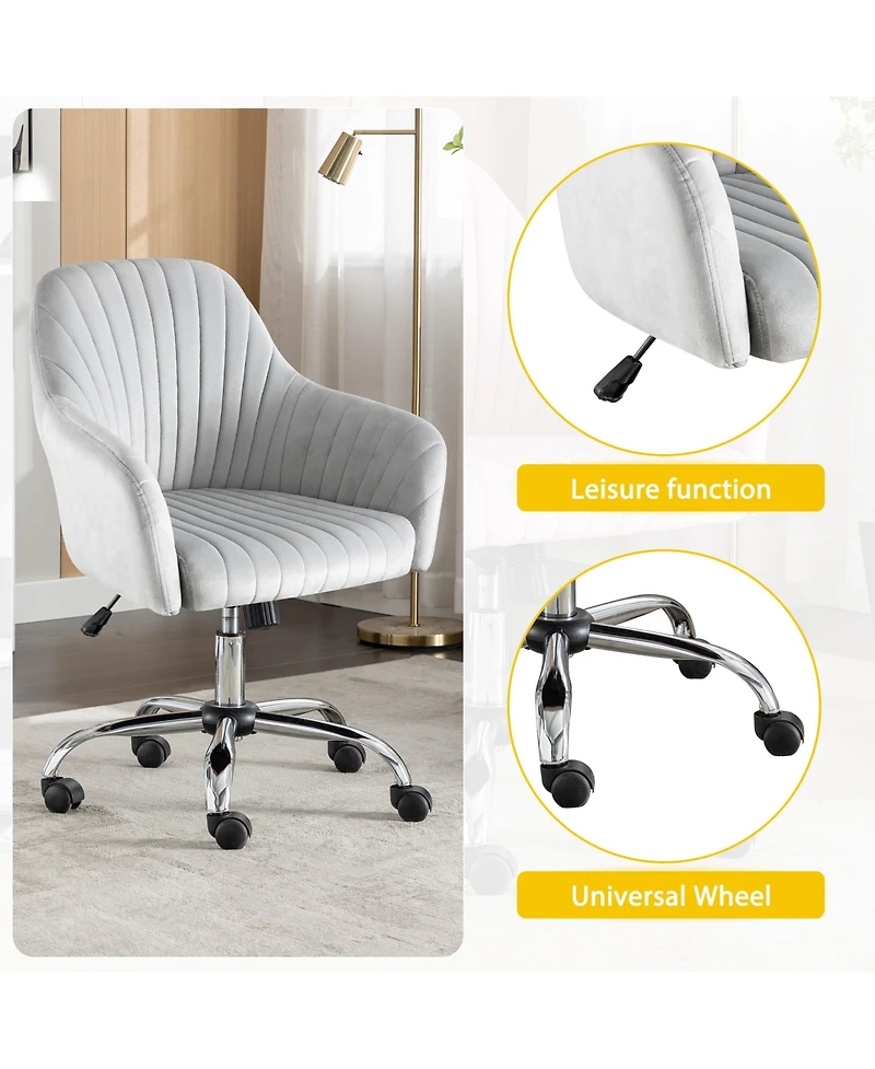 Boyel Living Velvet Accent Chair Modern Home Office Leisure Chair with Adjustable Height and Casters