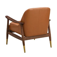 Streamdale Mid-Century Faux Leather Accent Chair with Solid Wood Frame