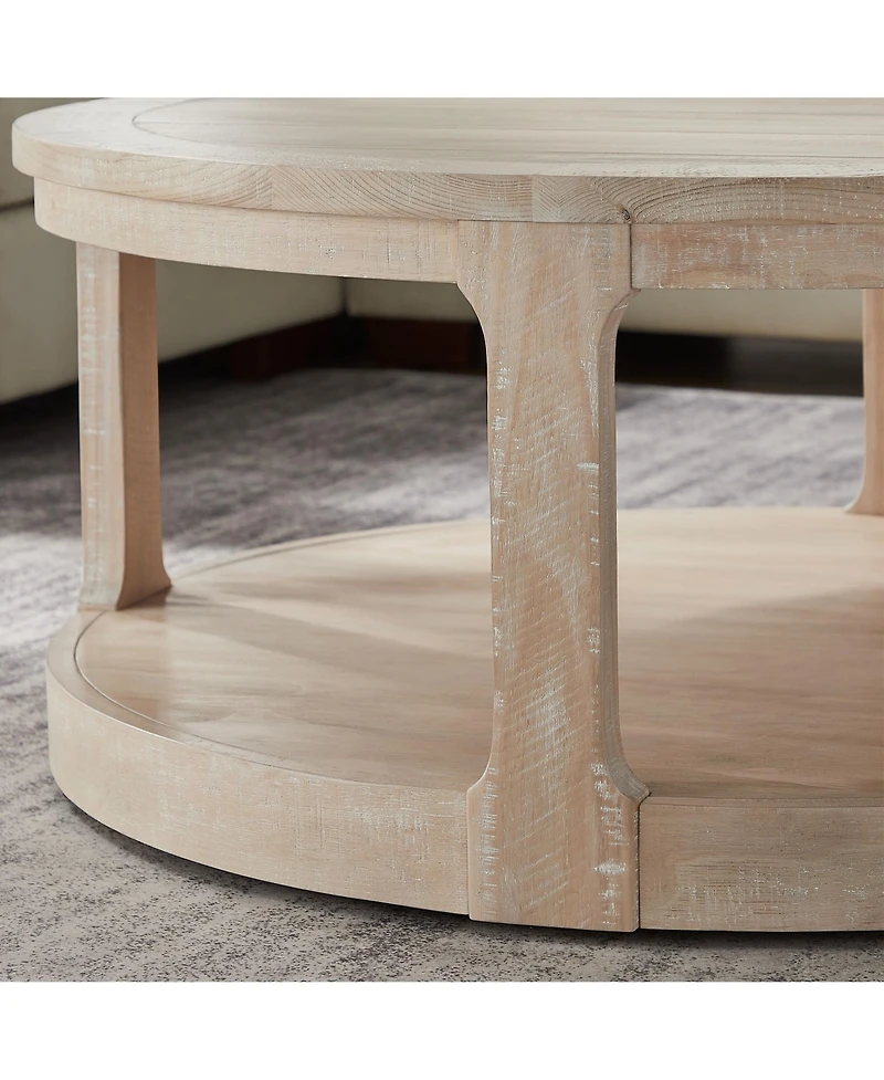 Streamdale Curved 40" Wooden Coffee Table with Wheels