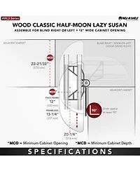 Rev-a-Shelf 32" Lazy Susan Half-Moon Shaped 2-Shelf Turner, 4WLS882-32-570