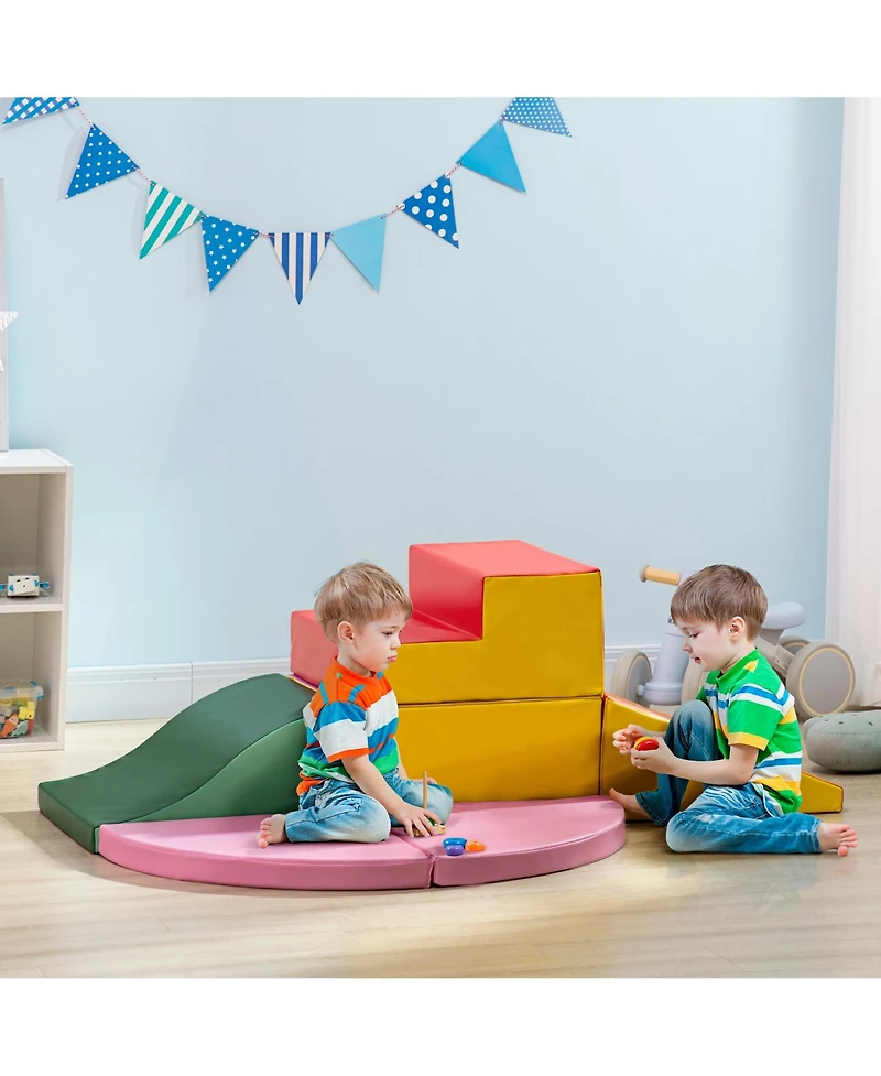 Qaba 6-Pieces Foam Climbing Blocks for Toddlers 1-3 Years, Assorted