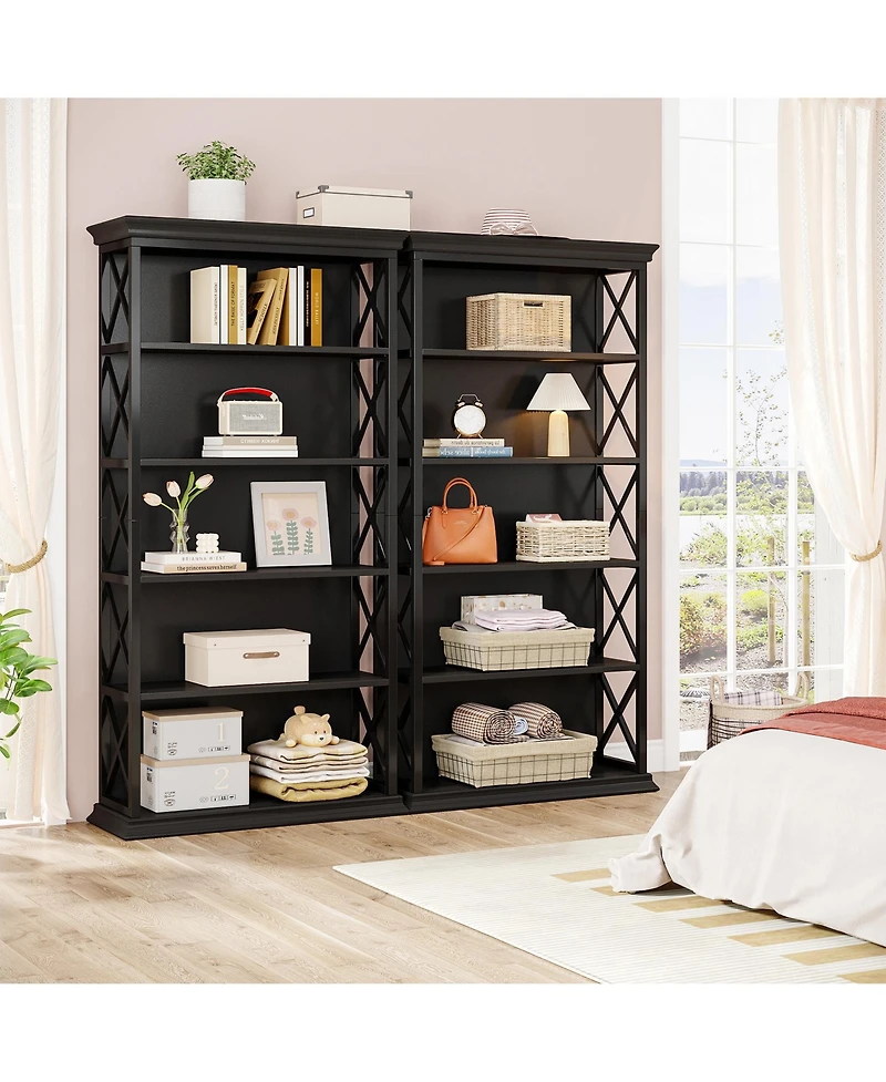 Tribesigns 71 Inches 6-Tier Industrial Bookshelves and Bookcases, Floor Standing 5 Shelf Display Storage Shelves Tall Bookcase
