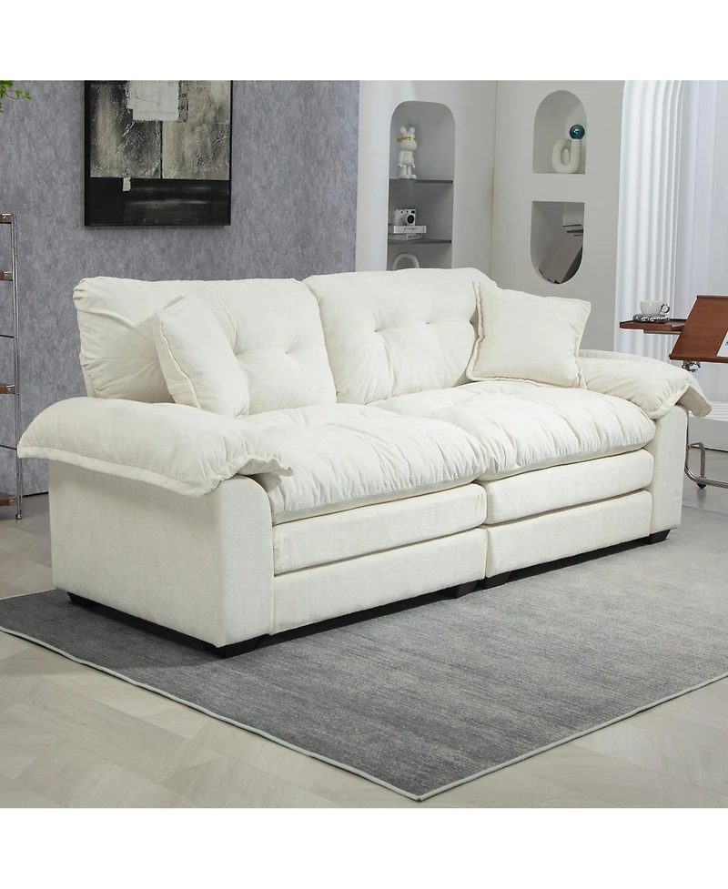 Streamdale Beige Chenille Recliner Loveseat