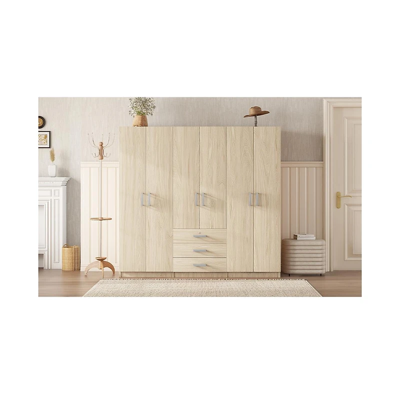 Streamdale Furniture 6-Doors Wooden Wardrobe Storage for Bedroom, with Big Drawers