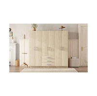 Streamdale Furniture 6-Doors Wooden Wardrobe Storage for Bedroom, with Big Drawers