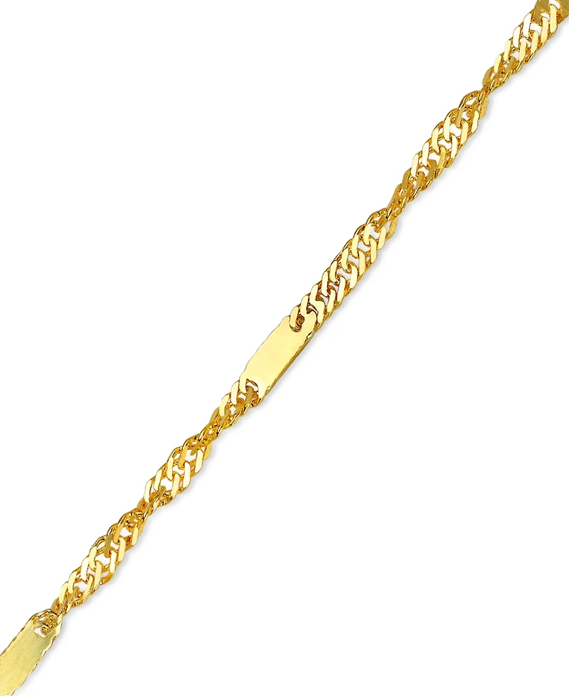 18" Flat Bar Singapore Chain Necklace (1/3mm) in 14k Gold