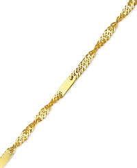 18" Flat Bar Singapore Chain Necklace (1/3mm) in 14k Gold