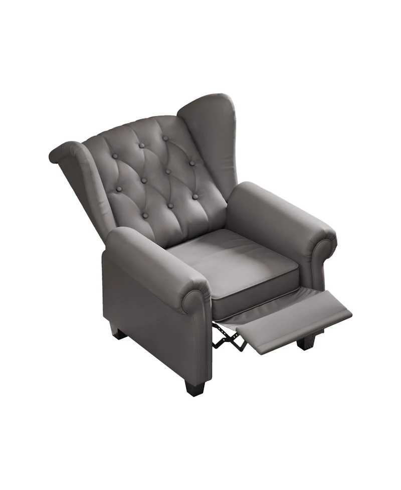 Modern Tufted Push Back Armchair Technical Leather Chair, Adjustable Single Sofa Chair with Sturdy Wood Legs for Bedroom, Living Room, Small Space(Col