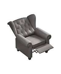 Modern Tufted Push Back Armchair Technical Leather Chair, Adjustable Single Sofa Chair with Sturdy Wood Legs for Bedroom, Living Room, Small Space(Col