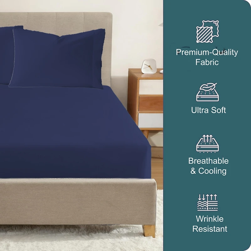 Micropuff Pillowcase Set with Matching Fitted Sheet – Soft, Durable, and Fade-Resistant Bedding