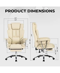 Streamdale Executive Office Chair, Leather, Reclining, Footrest (Beige)