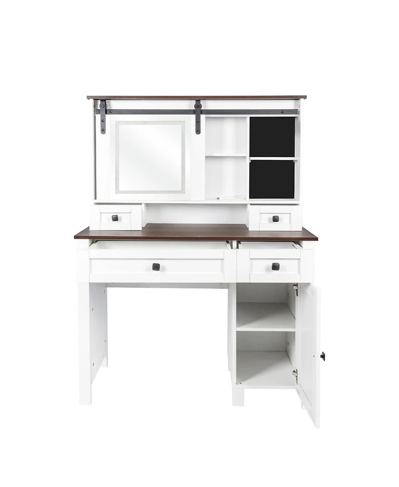 Streamdale Farmhouse Vanity with Mirror, Lights & Storage
