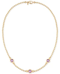 Amethyst Three Stone Bezel 18" Collar Necklace (3 ct. t.w.) 14k Gold-Plated Sterling Silver (Also available Onyx)