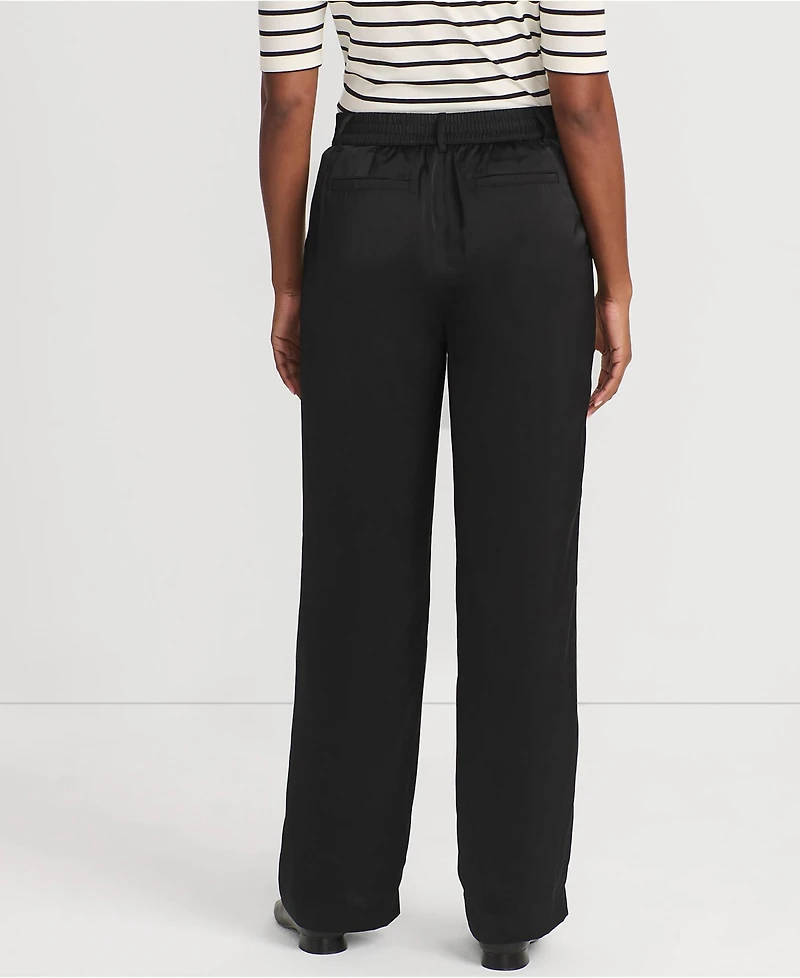 Lands' End Women's Satin Elastic Back Wide Leg Pants