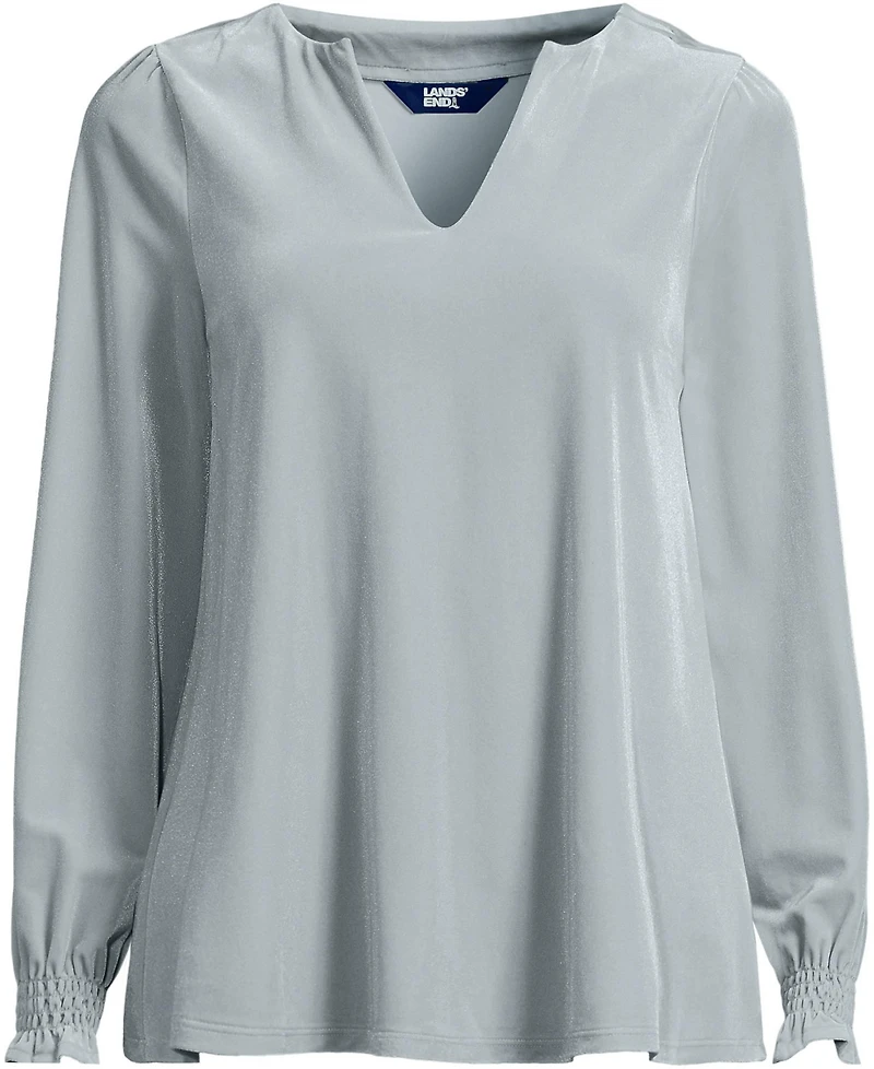 Lands' End Plus Long Sleeve Velvet Blouse