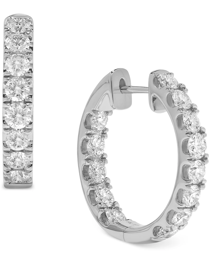 Diamond & Out Hoop Earrings (2-1/10 ct. t.w.) 14k White or Yellow Gold