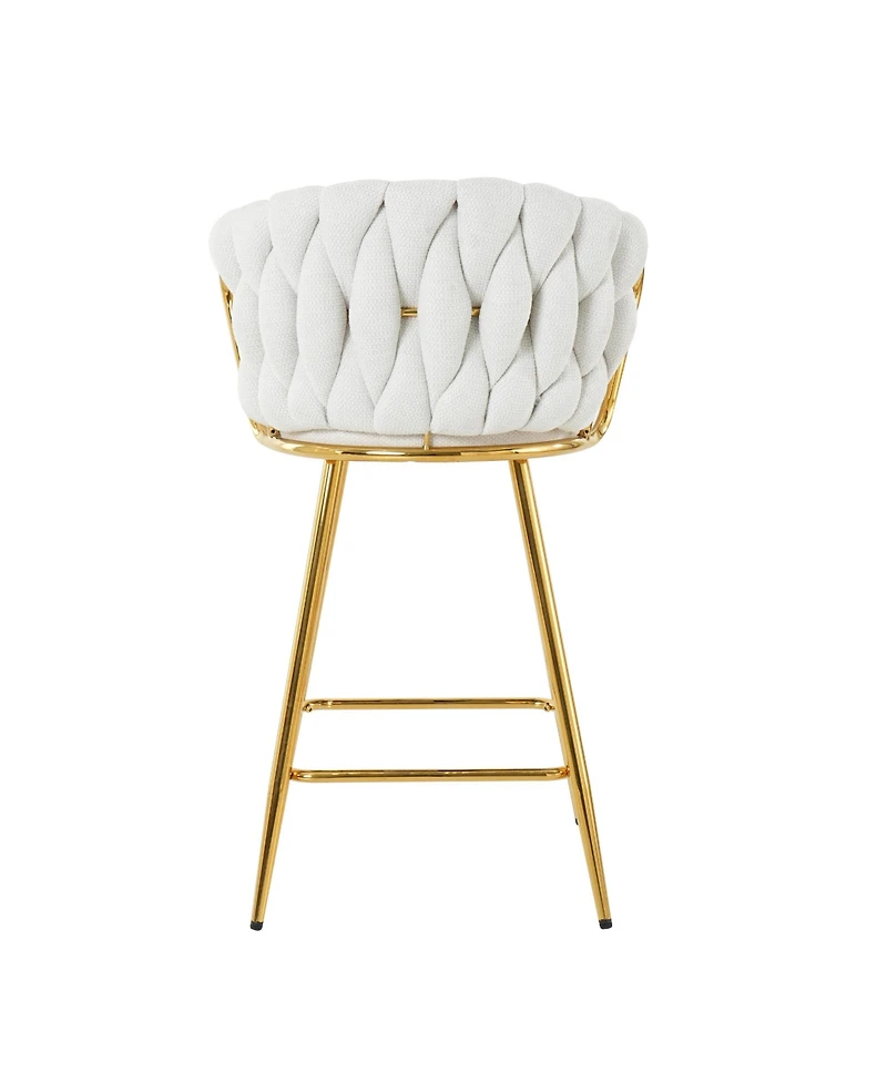 Streamdale Gold-Plated Linen Bar Chair (Set of 2)