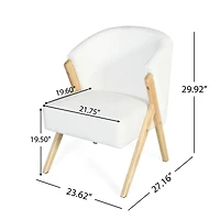 Modern Accent Chair with White Upholstery and Solid Wood Frame, Minimalist Lounge Chair for Living Room, Bedroom, or Office
