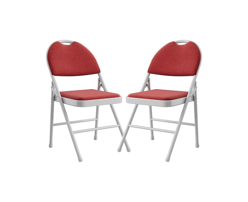 gaomon Folding Chairs 2 Pack, Portable Metal Chairs with Cushions and Non-Slip Feet Pads for Home and Office, Indoor and Outdoor Events